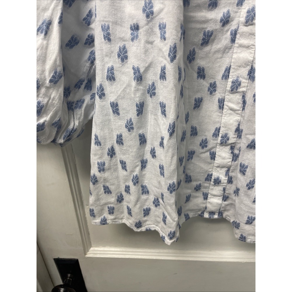 Sonoma Goods For Life Blouse Top Women's XL Blue Floral Rayon 3/4 Sleeve Peasant - Picture 10 of 13